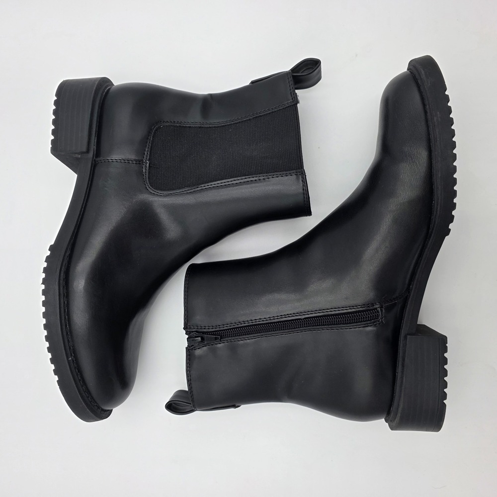 Nice!! Worthington Franz Black Zip Boots Size 8.5M Leather Booties Memory Foam - Picture 2 of 12